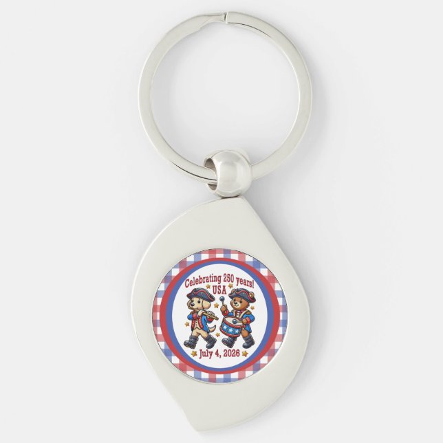 USA 250th Anniversary Souvenir - Patriotic  Keychain (Front)
