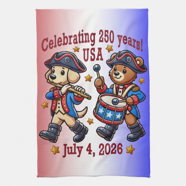 USA 250th Anniversary Souvenir - Patriotic  Kitchen Towel (Vertical)
