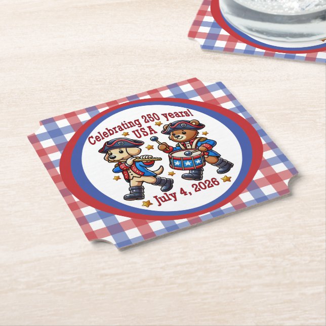 USA 250th Anniversary Souvenir - Patriotic  Paper Coaster (Angled)
