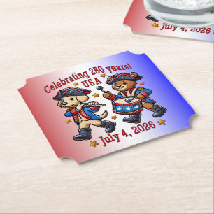 USA 250th Anniversary Souvenir - Patriotic  Paper Coaster
