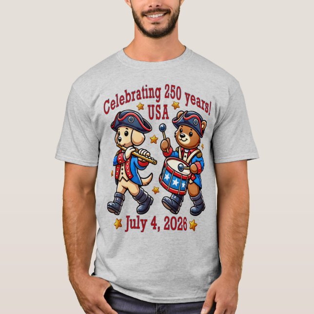 USA 250th Anniversary Souvenir - Patriotic Uniform T-Shirt (Front)