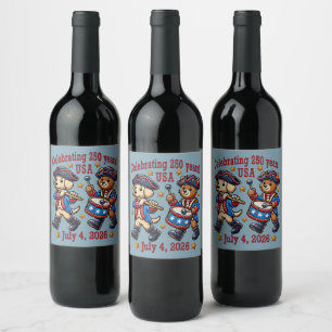 USA 250th Anniversary Souvenir - Patriotic  Wine Label