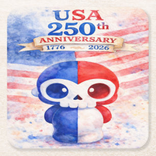 USA 250th Anniversary Square Paper Coaster