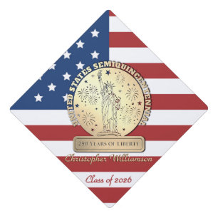 USA 250th Anniversary Statue Liberty  Graduation  Cap Topper