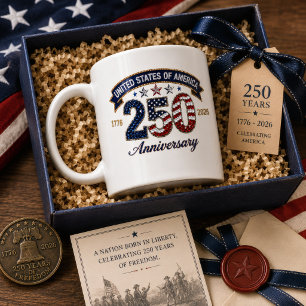 USA 250th Anniversary style Patriotic Coffee Mug
