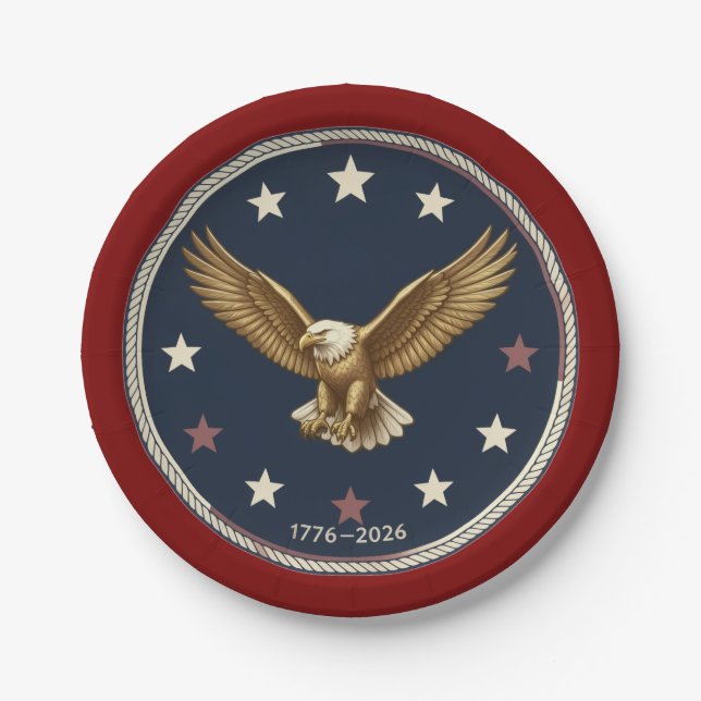 USA 250th Annivesary Round Paper Plates (Front)