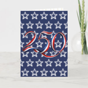 USA 250th Birthday Ribbon and Neon Stars Card