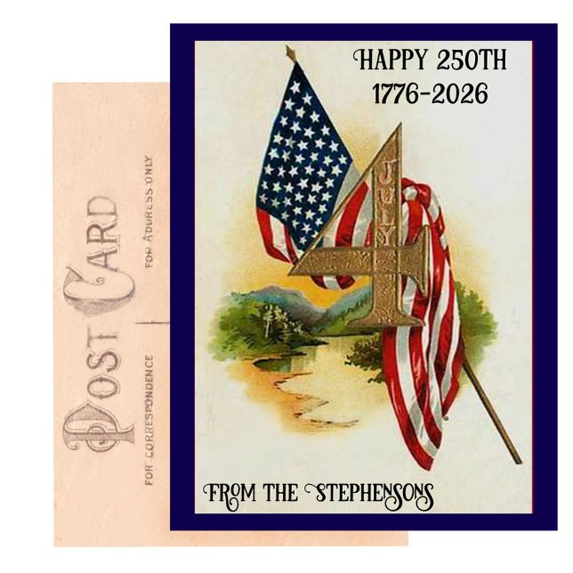 USA 250th Fourth of July Patriotic Flag Postcard (Creator Uploaded)