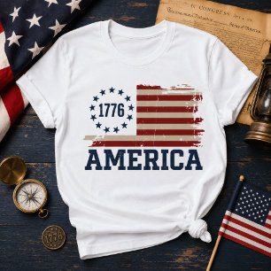USA 250th Vintage 1776 America Distressed Flag T-Shirt