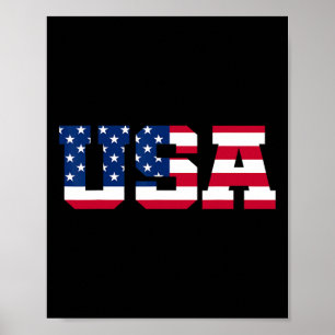 Usa 2 Patriotic American Flag Men Women Kids July Poster