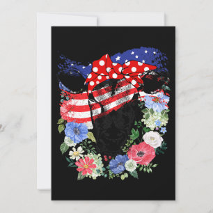 USA 4th July American Flag Patriotic Cow Lover Hei Invitation