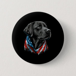 Usa 4th Of July Black Patriotic American Labrador 2 Inch Round Button