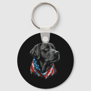 Usa 4th Of July Black Patriotic American Labrador Keychain