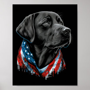 Usa 4th Of July Black Patriotic American Labrador Poster