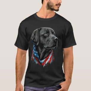Usa 4th Of July Black Patriotic American Labrador  T-Shirt