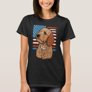 USA 4th Of July Golden Doodle on American Goldendo T-Shirt