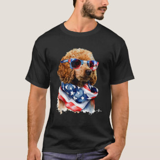 USA 4th of July Patrotic Funny Cute Poodle Dog Lov T-Shirt