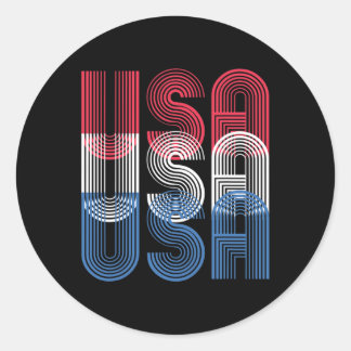 Usa 4th Of July Retro Independence Day  Classic Round Sticker