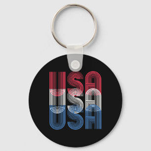 Usa 4th Of July Retro Independence Day Keychain