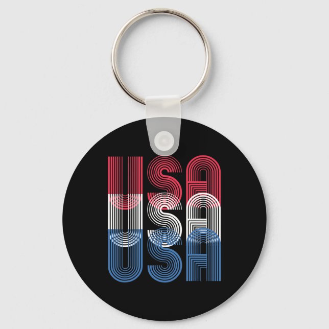 Usa 4th Of July Retro Independence Day  Keychain (Front)