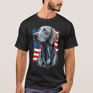 USA 4th Of July Weimaraner on Patriotic American W T-Shirt