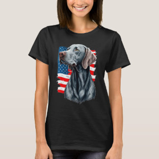 USA 4th Of July Weimaraner on Patriotic American W T-Shirt