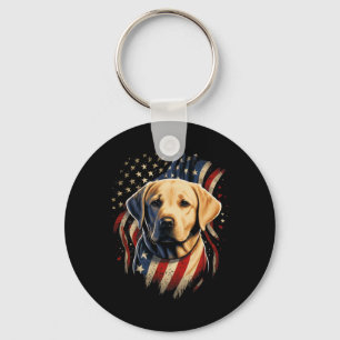 Usa 4th Of July Yellow Patriotic American Labrador Keychain