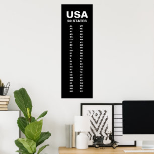 USA 50 States Vertical Minimalist  Poster
