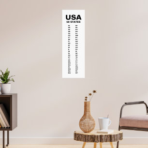 USA 50 States Vertical Minimalist White Poster