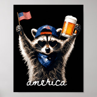 Usa Aamerica Raccoon Beer 1776-2026 4th Of July Poster