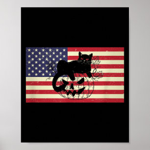 Usa Aamerican Flag Distressed Halloween Pumpkin Poster