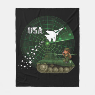 USA Air Force, Radar, Jet, Army,Tank, Soldier Fleece Blanket