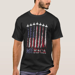 USA Airplane Jet Fighter 4th American Flag Of July T-Shirt
