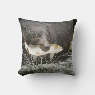 USA, Alaska, Anan Creek. Close-Up Of Black Bear Throw Pillow