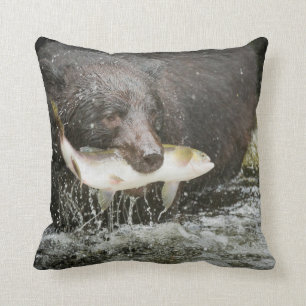 USA, Alaska, Anan Creek. Close-Up Of Black Bear Throw Pillow