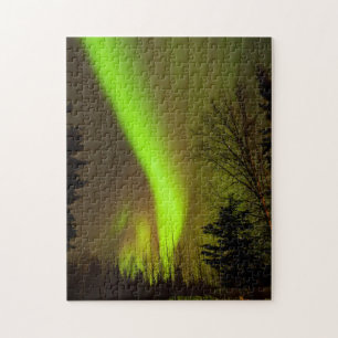 USA, Alaska, Chena Hot Springs. View Of Aurora Jigsaw Puzzle