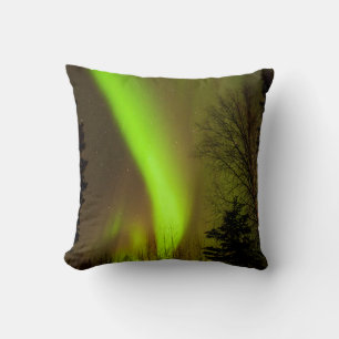 USA, Alaska, Chena Hot Springs. View Of Aurora Throw Pillow