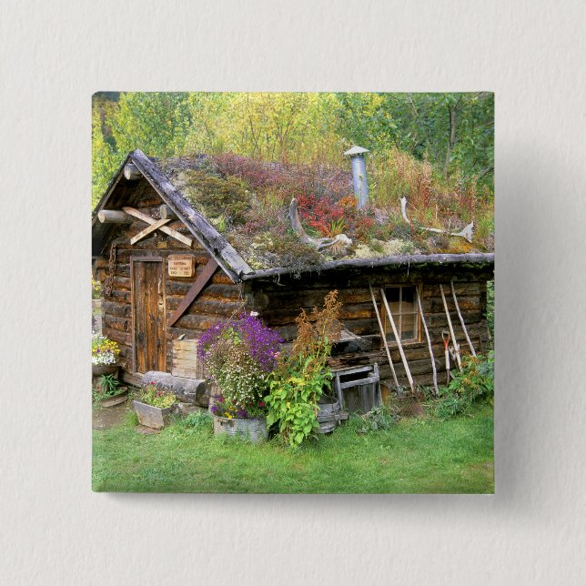 USA, Alaska, Denali National Park, Kantishna. 2 Inch Square Button (Front)