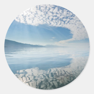 USA, Alaska, Freshwater Bay. Clouds Reflected Classic Round Sticker