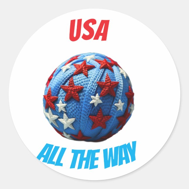 USA All The Way Classic Round Sticker (Front)