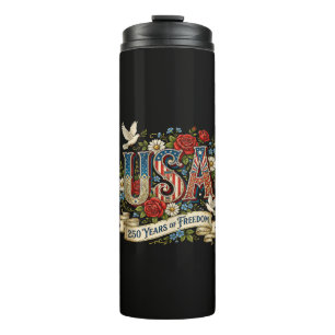 USA America 1776-2026 250 Years Freedom Thermal Tumbler