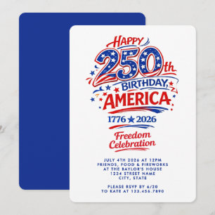 USA America 250th Anniversary July 4th Celebration Invitation
