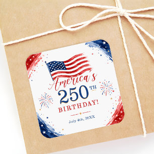 USA America 250th Anniversary July 4th Party Square Sticker