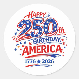 USA America 250th Anniversary Patriotic Classic Round Sticker