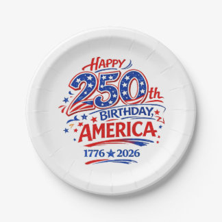 USA America 250th Anniversary Patriotic Paper Plate