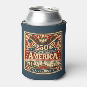USA America 250th Anniversary Vintage Patriotic Can Cooler