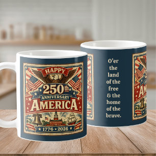 USA America 250th Anniversary Vintage Patriotic Coffee Mug