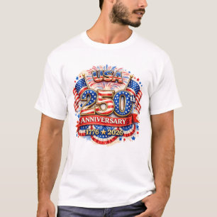 USA America 250th Anniversary Watercolor Patriotic T-Shirt