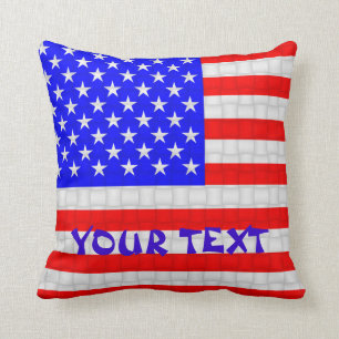 USA America American Flag: ADD TEXT Throw Pillow