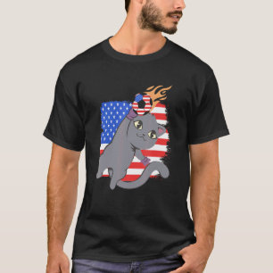 USA America Cat Soccer Team Ball American Flag T-Shirt